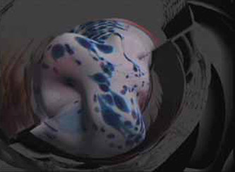 image of a blob created with a live camera providing surface texture for a nurb surface